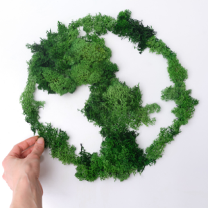 Planète verte en mousse symbolisant l'écologie.